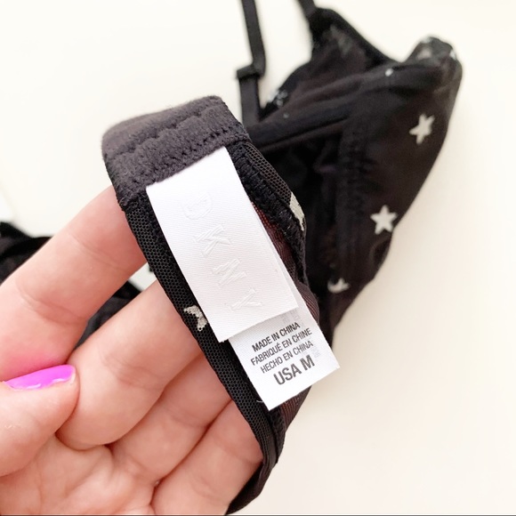 NWT DKNY Black Metallic Star Print Mesh Bralette - Picture 7 of 7
